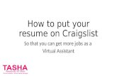 How to put your resume on craigslist for Virtual Assistants