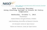 October 1 NISO Training Thursday: Using Alerting Systems to Ensure OA Policy Compliance