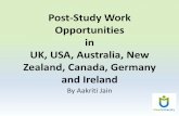 Post Study Work Opportunities in UK, USA, Australia, New Zealand, Canada, Germany, Ireland