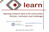 Opening Research Data in EU Universities: Policies, Motivators and Challenges