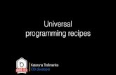 "Universal programming recipes", Kateryna Trofimenko