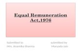 Equal remuneration act,1976