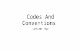Codes and Conventions - Contents Page