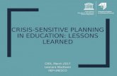 Crisis-sensitive planning in education: lessons learned