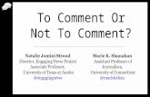 To Comment Or Not To Comment - Marie K. Shanahan