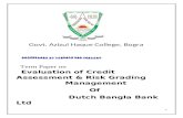 Term Paper on Evaluation of Credit Assessment & Risk Grading Management  Of  Dutch Bangla Bank Ltd