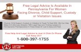 Free Legal Advice Is Available In Pennsylvania  For Women Facing Divorce, Child Custody, Support or Visitation Issue