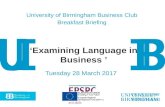 UoB Business Club Breakfast Briefing - March 2017