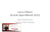 Oracle OpenWorld 2015 - Opening Keynote by Larry Ellison