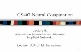 Artificial Neural Network Lecture 6- Associative Memories & Discrete Hopfield networks