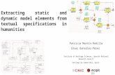Extracting static and dynamic model elements from textual specifications in humanities