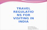 Travel regulations for visiting in india