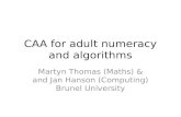 CAA for adult numeracy and algorithms