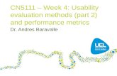 Usability evaluation methods (part 2) and performance metrics