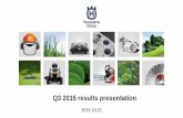 Q3 2015 Results presentation Husqvarna Group