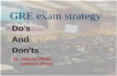 Gre preparation  do's and don'ts