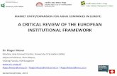 ASIA CONNECT Center-HSG: A performance review of European institutional frameworks