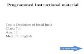 Programed instructional material: Depletion of Fossil Fuels