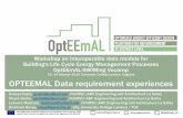 OPTEEMAL data requirements experiences