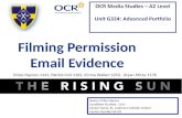 Filming Permission Email Evidence
