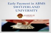 Early payment in abms switzerland university
