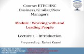 Working with and Leading People, Lecture 1