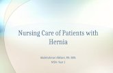 Nursing care of patients with Hernia