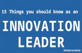 15 Things You should know as an Innovation Leader
