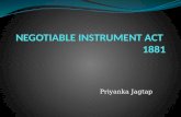 Negotiable instrument act 1881 & Types of Negotiable Instrument
