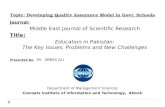 Education System in Pakistan, Developing Quality Assurance Model in Govt. Schools, Govt Schools in Pakistan, Education in Pakistan, The Key Issues, Problems and New Challenges of Education