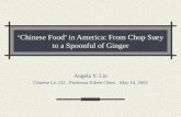 ‘Chinese Food’ in America: From Chop Suey to a Spoonful of Ginger Angela Y. Lin Chinese Lit 132. Professor Eileen Chow. May 10, 2002.