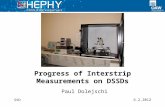 6.2.2012 Paul Dolejschi Progress of Interstrip Measurements on DSSDs SVD.