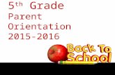 5 th Grade Parent Orientation 2015-2016.  Introductions  Policy handbook  contains information covered this evening  contains contact information.
