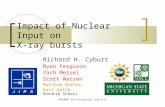 SNP2008, Ohio University, July 8-11 Impact of Nuclear Input on X-ray bursts Richard H. Cyburt Ryan Ferguson Zach Meisel Scott Warren Matthew Amthor Karl.