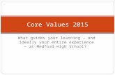 What guides your learning – and ideally your entire experience – at Medford High School? Core Values 2015.