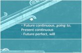 - Future continuous, going to, Present continuous - Future perfect, will.