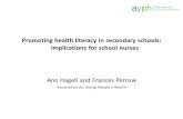 Promoting health literacy in secondary schools: implications for school nurses Ann Hagell and Frances Perrow Association for Young People’s Health.