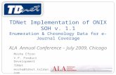 TDNet Implementation of ONIX SOH v. 1.1 Enumeration & Chronology Data for e-Journal Coverage ALA Annual Conference – July 2009, Chicago Moshe Efron V.P.