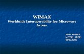 WiMAX Worldwide Interoperability for Microwave Access AMIT KUMAR AMIT KUMAR M TECH (ECE) M TECH (ECE) 09032302 09032302.