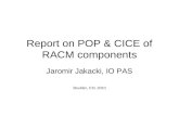 Report on POP & CICE of RACM components Jaromir Jakacki, IO PAS Boulder, CO, 2010.
