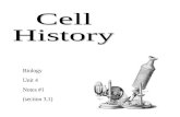 Biology Unit 4 Notes #1 (section 3.1) All life is made of cells Cells discovered after microscope invented 1665: Robert Hooke first observed cork (dead.