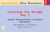 Crossing the Bridge Day 3 Heidi Elmoustakim & Eileen Hartwell Secondary Literacy Specialists.