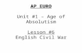 AP EURO Unit #1 – Age of Absolutism Lesson #6 English Civil War.