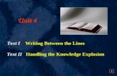 Unit 4 Text I Writing Between the Lines Text II Handling the Knowledge Explosion.