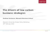 Warwick Business School The drivers of low carbon business strategies Andrew Sentance, Warwick Business School Warwick University Climate Policy Workshop.