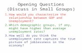 Opening Questions (Discuss in Small Groups) 1.How would you characterize the relationship between GDP and Unemployment? 2.Which demographic groups, if.