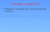 Thursday, October 22 Objective: Compare and contrast learning theories.