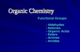 Organic Chemistry Functional Groups: - Aldehydes - Ketones