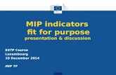 MIP indicators fit for purpose presentation & discussion ESTP Course Luxembourg 10 December 2014 MIP TF.