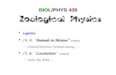 BIOL/PHYS 438 ● Logistics ● Ch. 5: “Animals in Motion” wrapup – CentriXXXal forces, Terminal velocity,... ● Ch. 6: “Locomotion” wrapup – Swim, Fly, Walk...